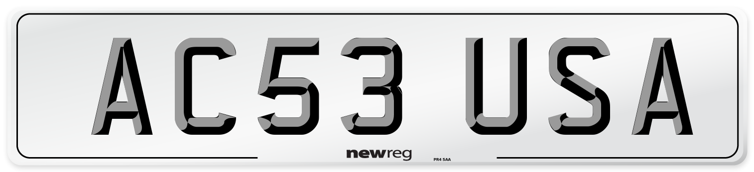 AC53 USA Number Plate from New Reg